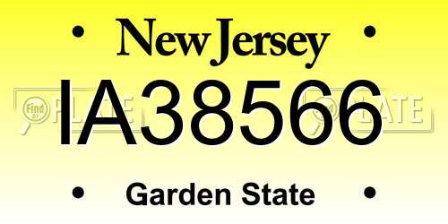 IA38566 New Jersey License Plate