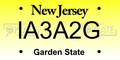 IA3A2G New Jersey License Plate