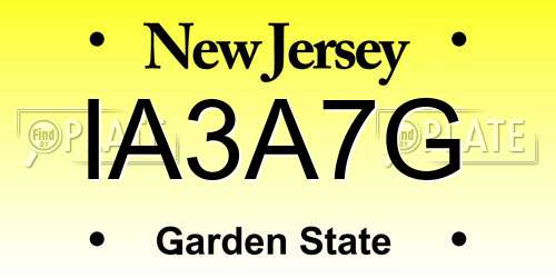 IA3A7G New Jersey License Plate