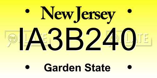 IA3B240 New Jersey License Plate