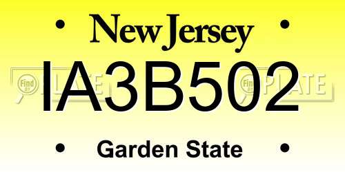 IA3B502 New Jersey License Plate