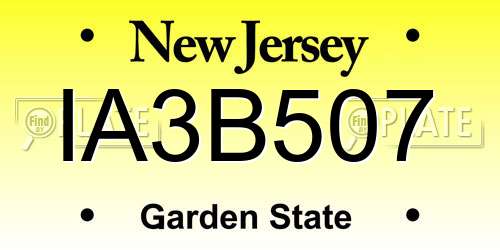 IA3B507 New Jersey License Plate