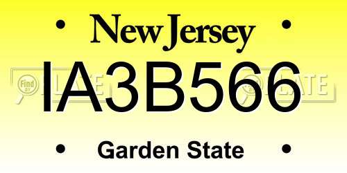 IA3B566 New Jersey License Plate