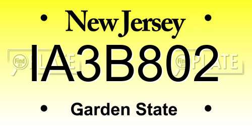 IA3B802 New Jersey License Plate