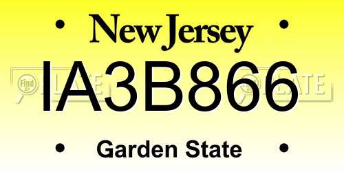 IA3B866 New Jersey License Plate
