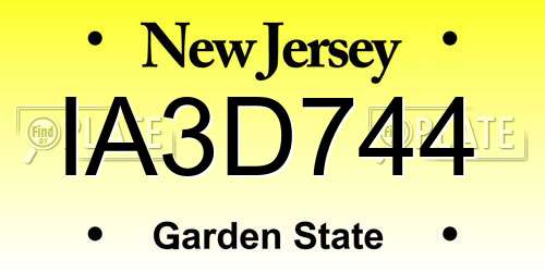 IA3D744 New Jersey License Plate