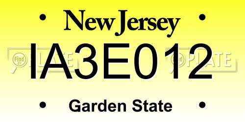 IA3E012 New Jersey License Plate