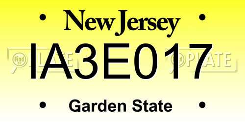 IA3E017 New Jersey License Plate