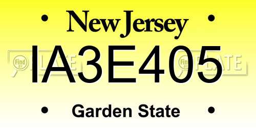 IA3E405 New Jersey License Plate