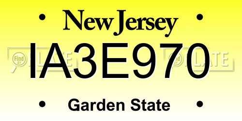 IA3E970 New Jersey License Plate