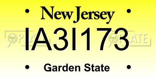 IA3I173 New Jersey License Plate
