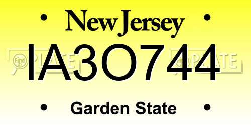 IA3O744 New Jersey License Plate
