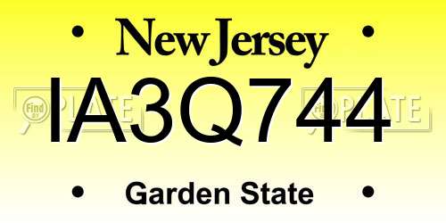 IA3Q744 New Jersey License Plate