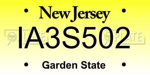 IA3S502 New Jersey License Plate