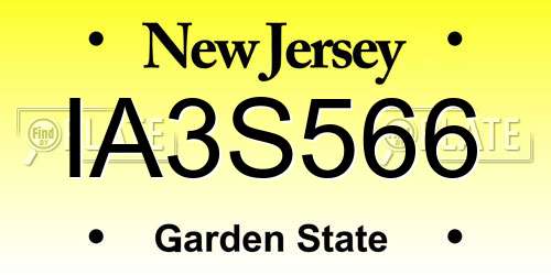 IA3S566 New Jersey License Plate