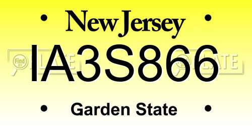 IA3S866 New Jersey License Plate