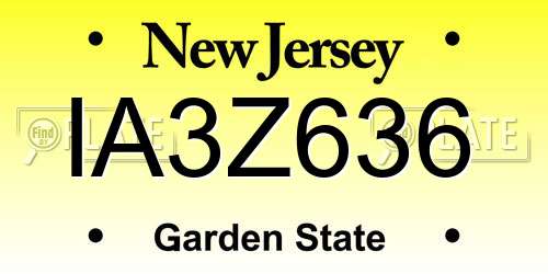 IA3Z636 New Jersey License Plate