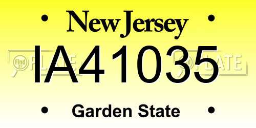 IA41035 New Jersey License Plate