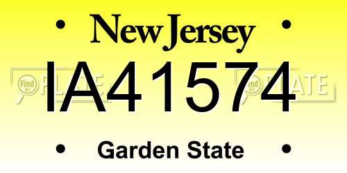 IA41574 New Jersey License Plate