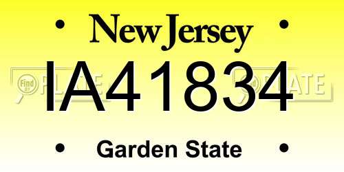 IA41834 New Jersey License Plate
