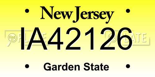 IA42126 New Jersey License Plate
