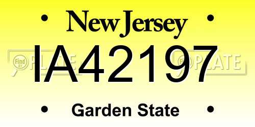 IA42197 New Jersey License Plate