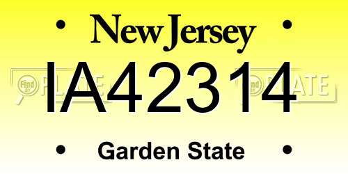 IA42314 New Jersey License Plate
