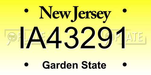 IA43291 New Jersey License Plate