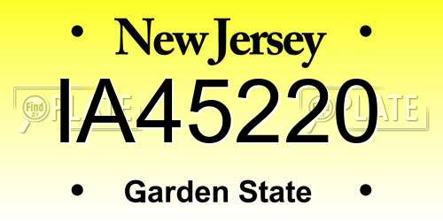 IA45220 New Jersey License Plate