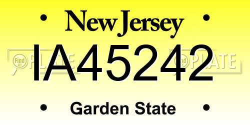IA45242 New Jersey License Plate