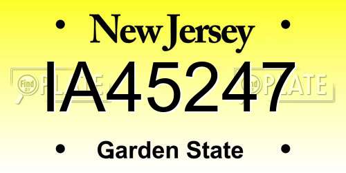 IA45247 New Jersey License Plate