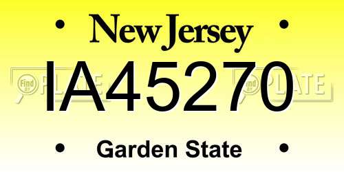 IA45270 New Jersey License Plate