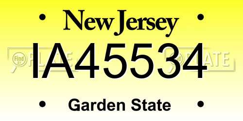 IA45534 New Jersey License Plate