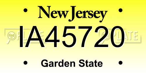 IA45720 New Jersey License Plate