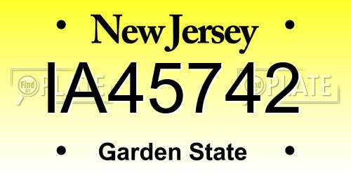 IA45742 New Jersey License Plate