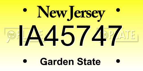 IA45747 New Jersey License Plate