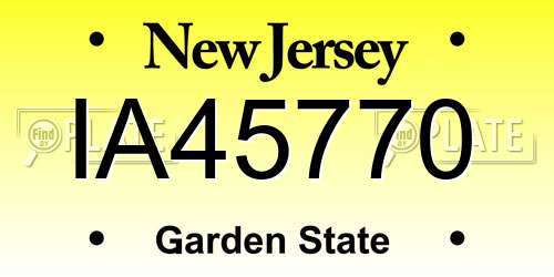 IA45770 New Jersey License Plate