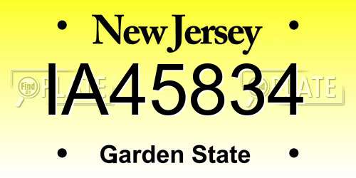 IA45834 New Jersey License Plate