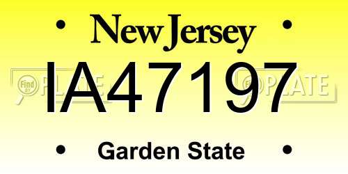 IA47197 New Jersey License Plate