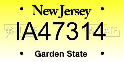 IA47314 New Jersey License Plate