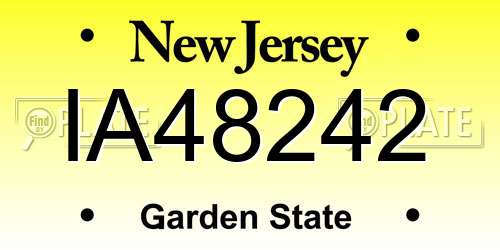 IA48242 New Jersey License Plate