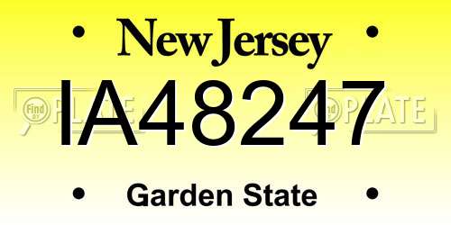 IA48247 New Jersey License Plate