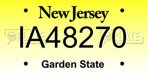 IA48270 New Jersey License Plate