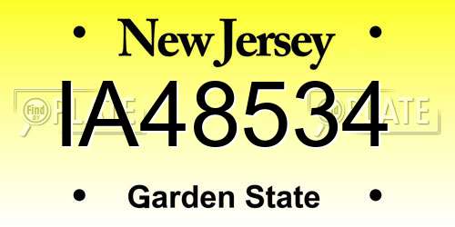 IA48534 New Jersey License Plate