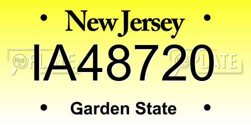 IA48720 New Jersey License Plate