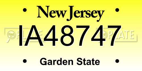 IA48747 New Jersey License Plate