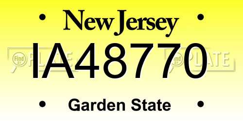 IA48770 New Jersey License Plate