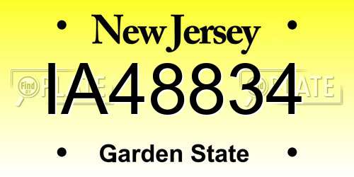 IA48834 New Jersey License Plate