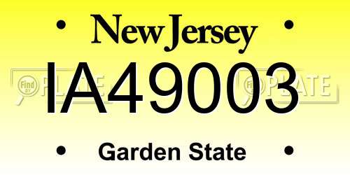 IA49003 New Jersey License Plate
