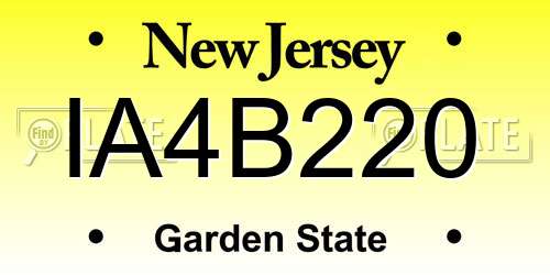 IA4B220 New Jersey License Plate